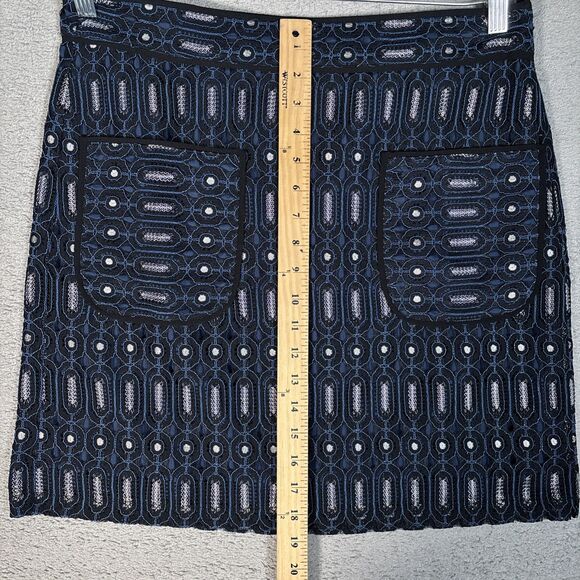 NWT Loft A Line Skirt Women’s Size 10 Textured Mesh Lace Embroidery Pockets Blue - Picture 5 of 12